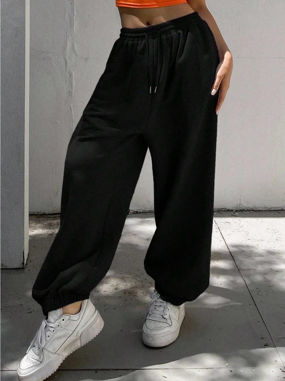 Women’s Black High-Waist Wide-Leg Joggers